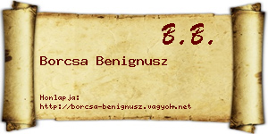 Borcsa Benignusz névjegykártya